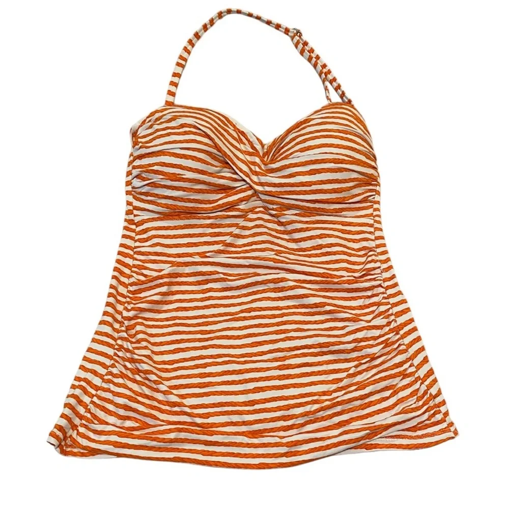 Loft Swim Swimming Swimwear Striped Burnt Orange Light Padded Top M
